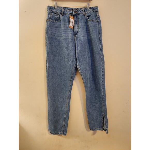 Nasty‎ Gal Size US 12 Organic Blue Denim Split Hem High Rise Mom Jeans NWT - Picture 1 of 11